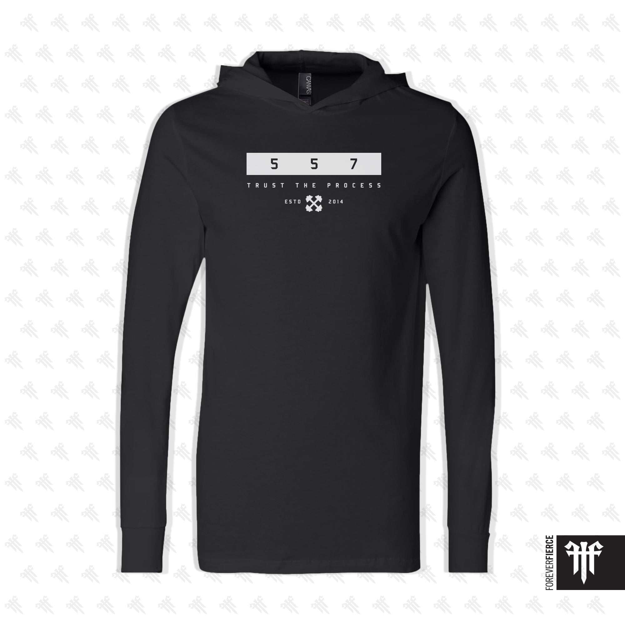 CrossFit 557 April 2026 White Ink Design Longsleeve Hoodie