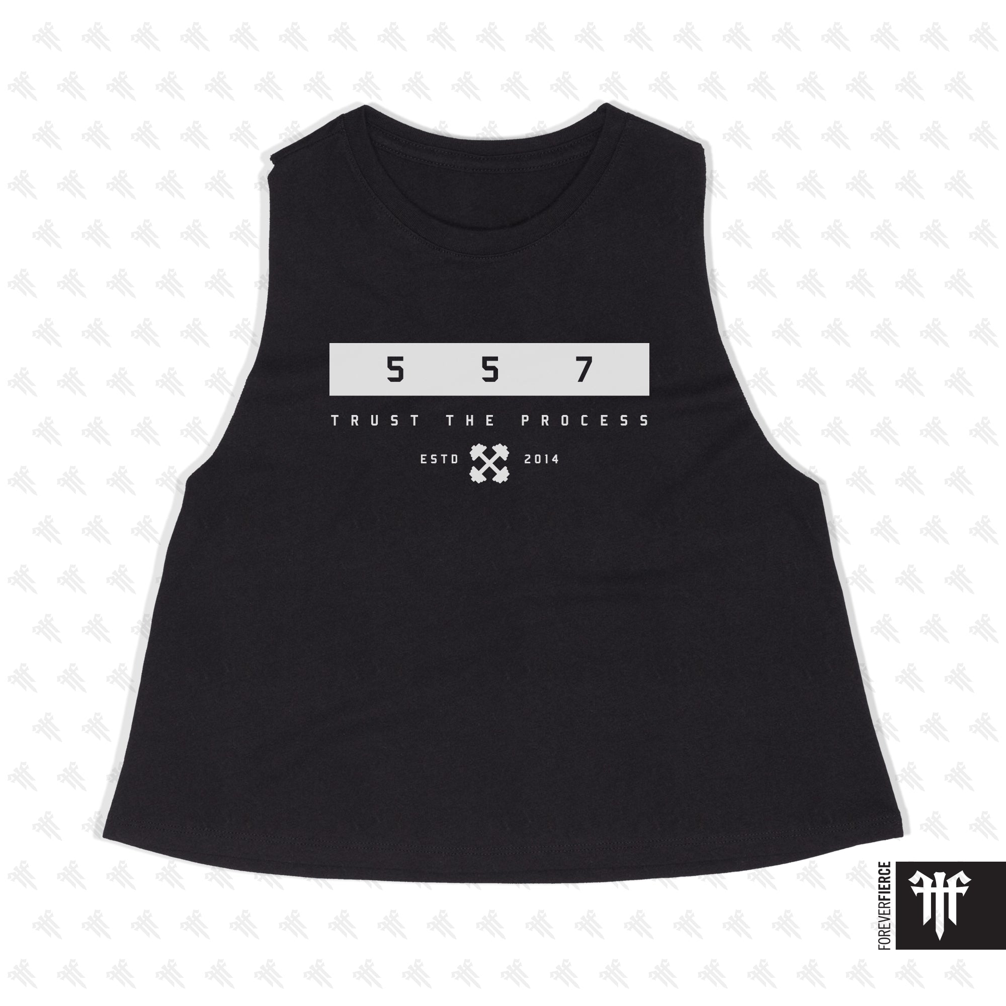 CrossFit 557 April 2026 White Ink Design Womens Crop Tank