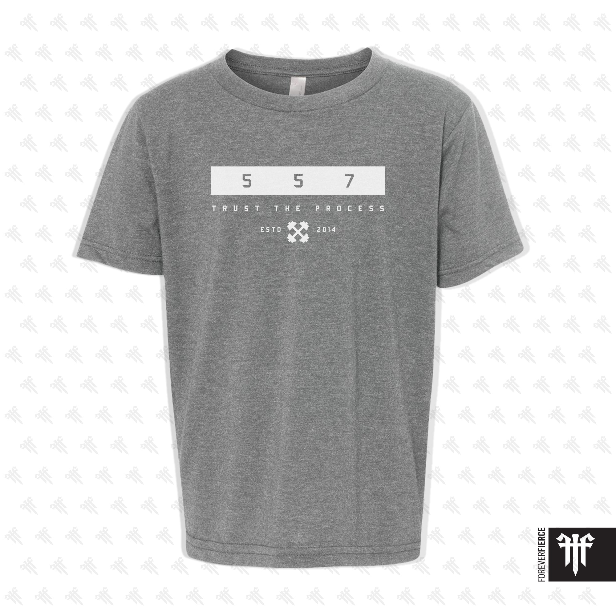 CrossFit 557 April 2026 White Ink Design Youth Tee