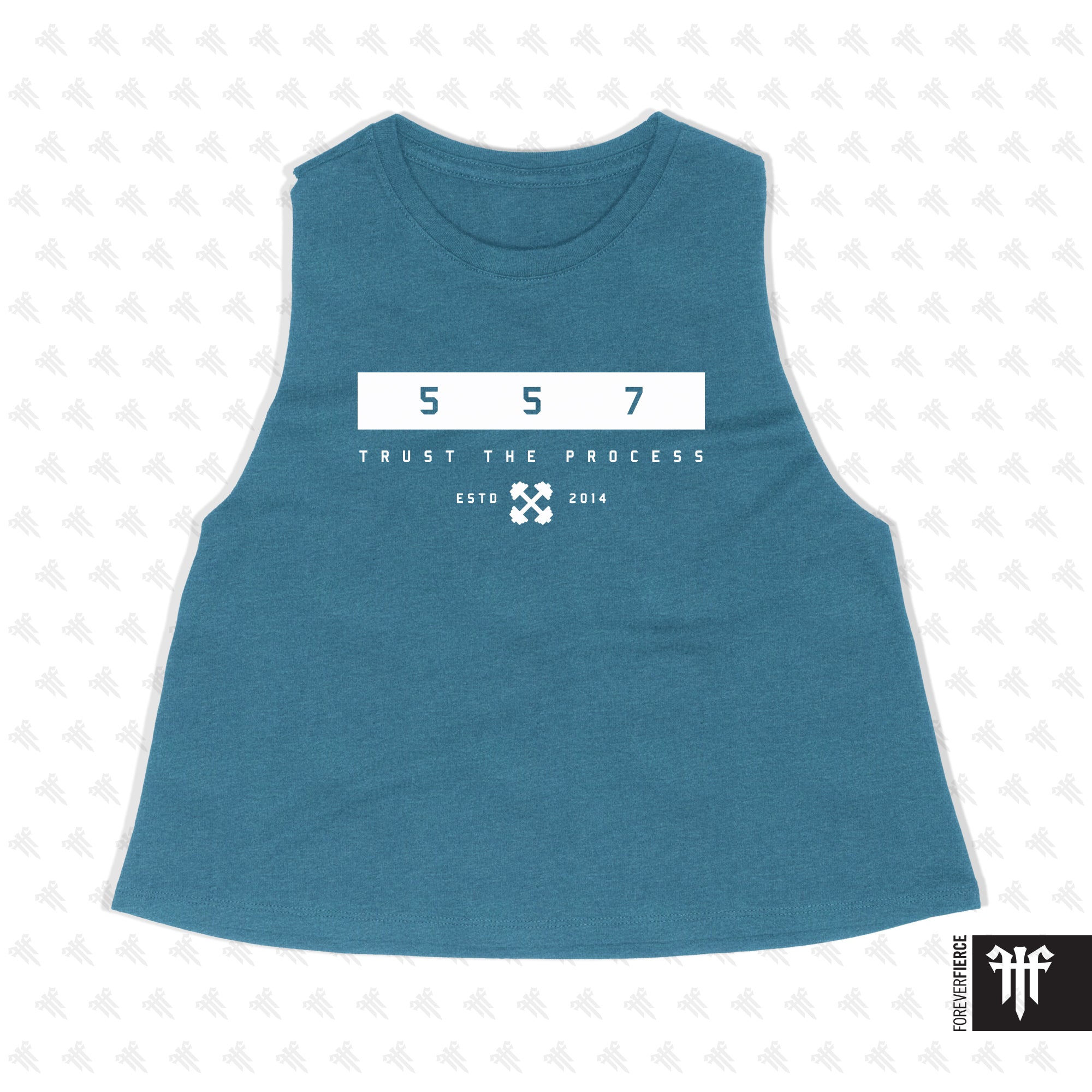 CrossFit 557 April 2026 White Ink Design Womens Crop Tank