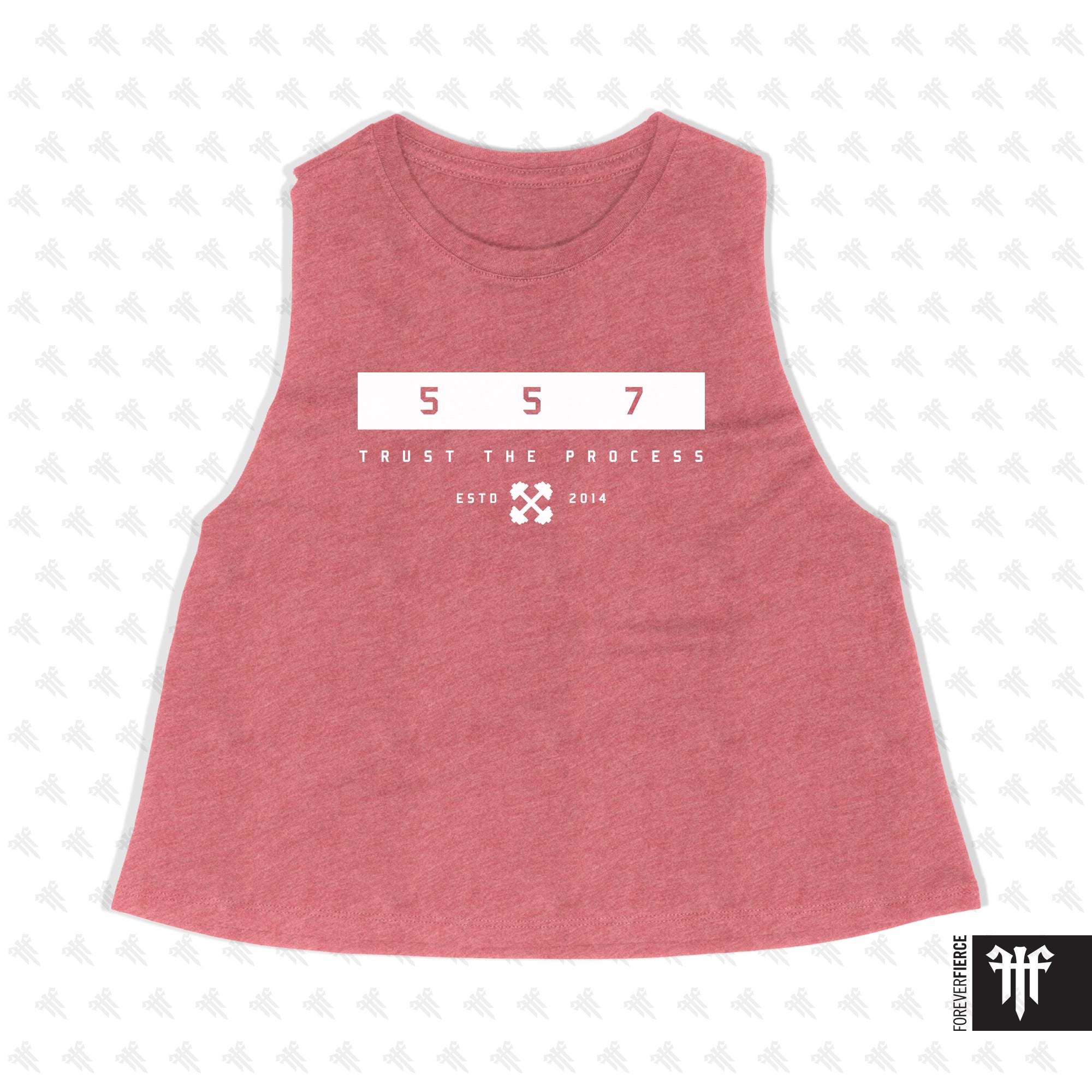 CrossFit 557 April 2026 White Ink Design Womens Crop Tank
