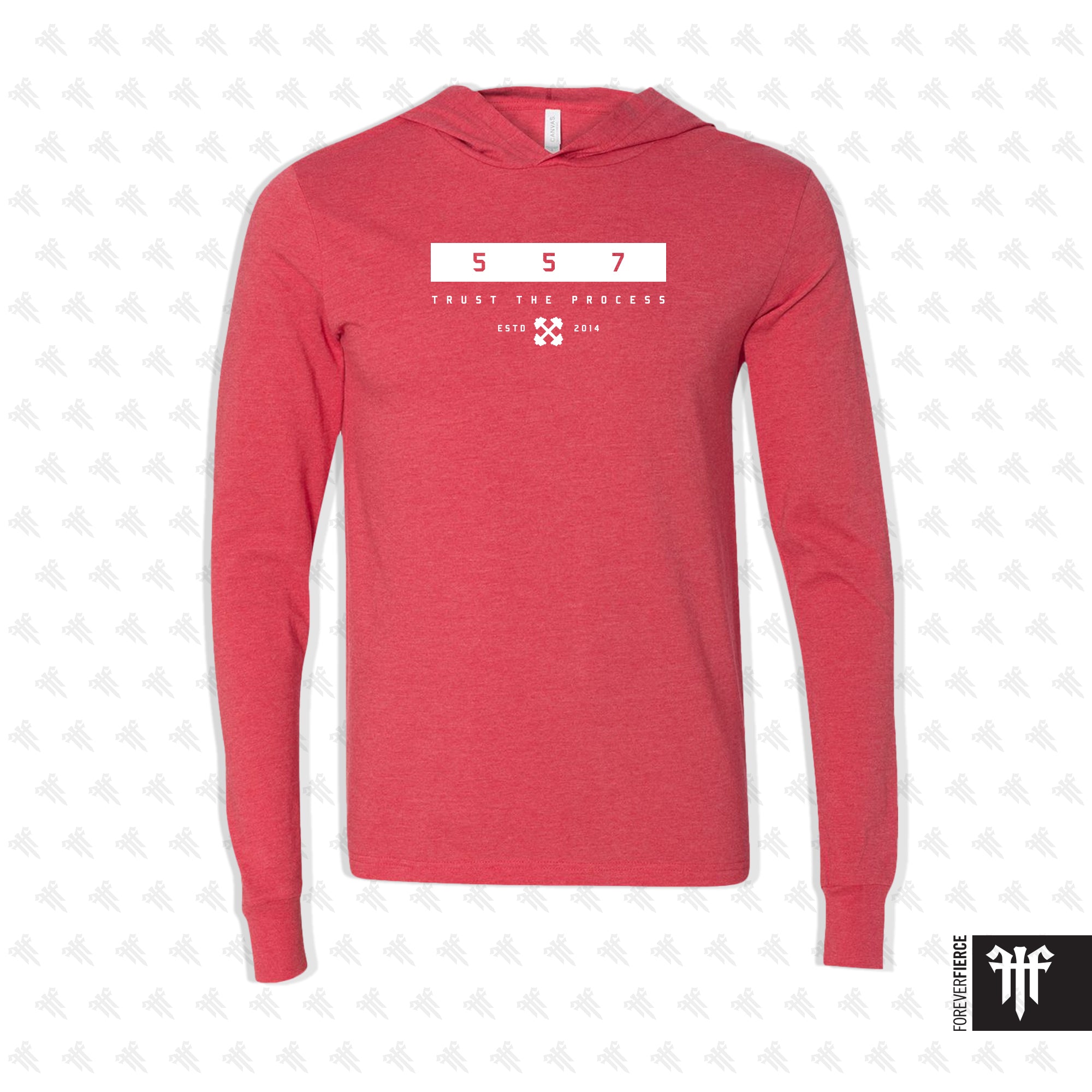 CrossFit 557 April 2026 White Ink Design Longsleeve Hoodie