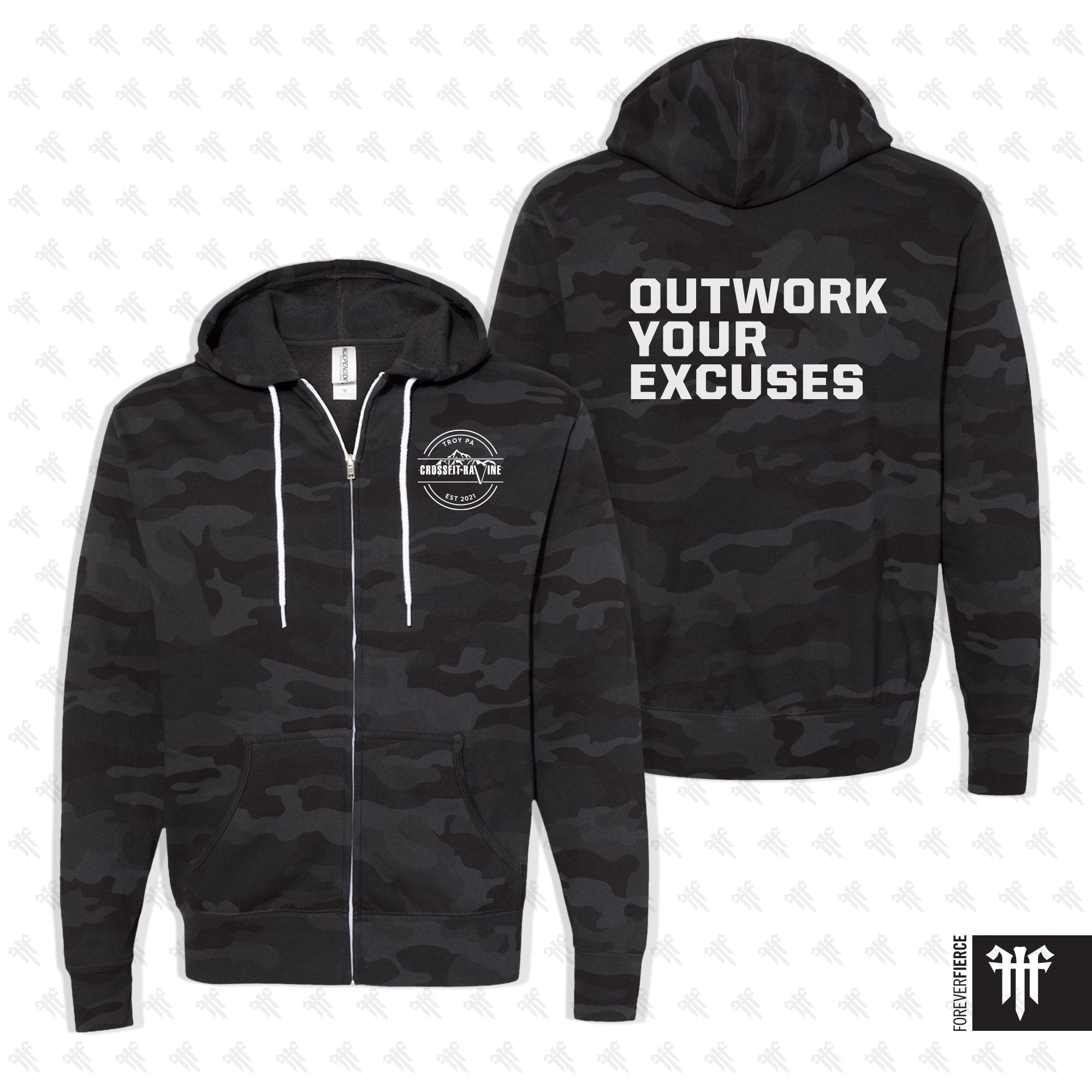 CrossFit Ravine November 2025 Black Camo Full-Zip Hoodie