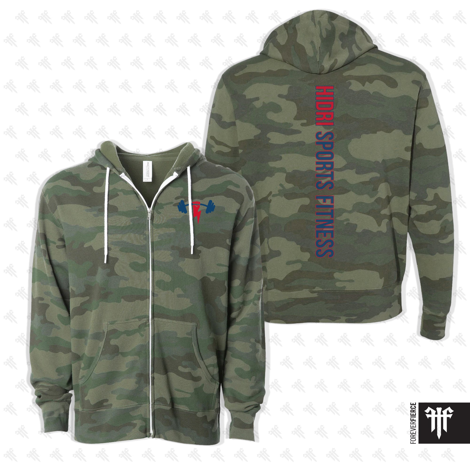 Hidri Sports Fitness October 2025 Camo Zip Hoodie