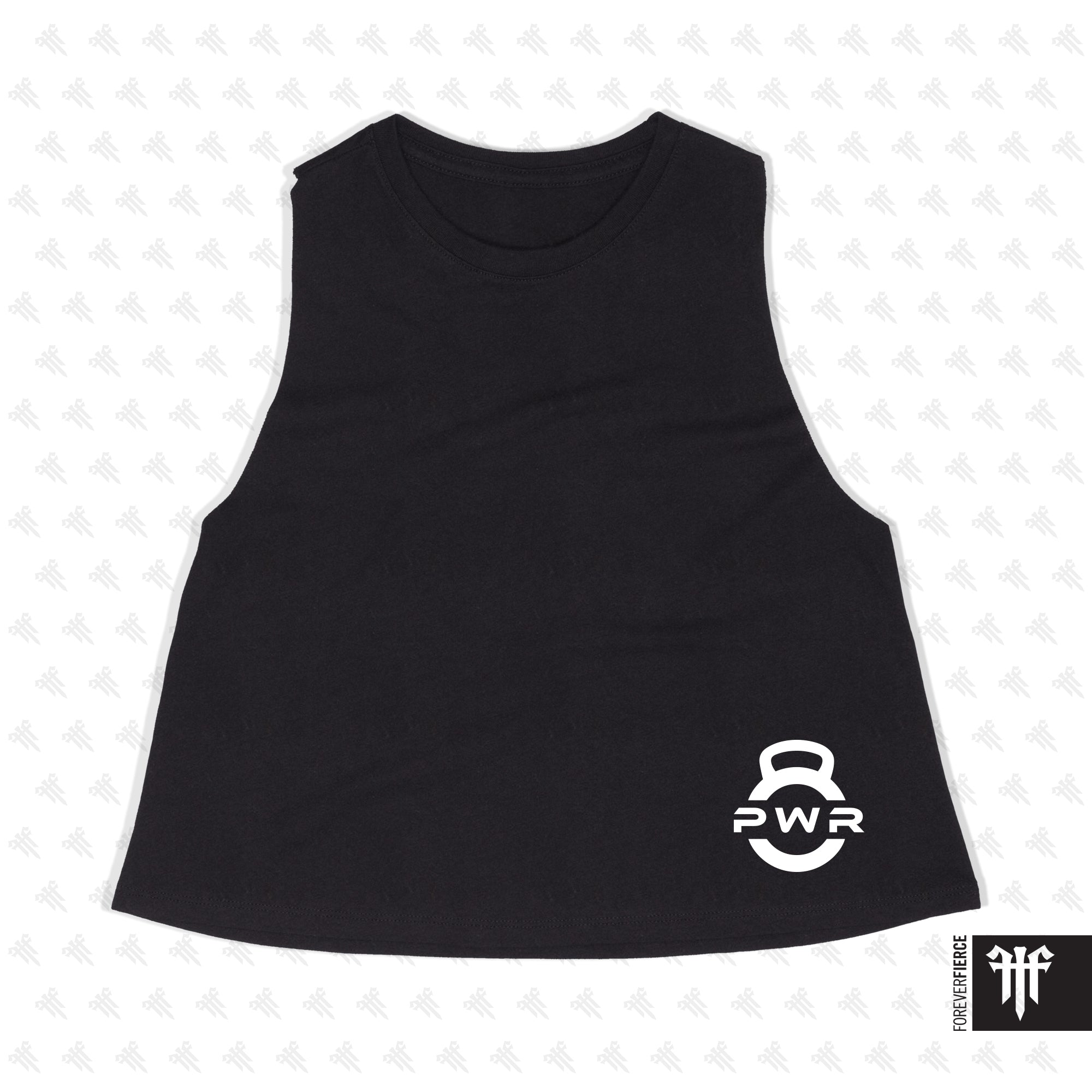 PWR August 2026 White PWR logo Womens Crop Tank