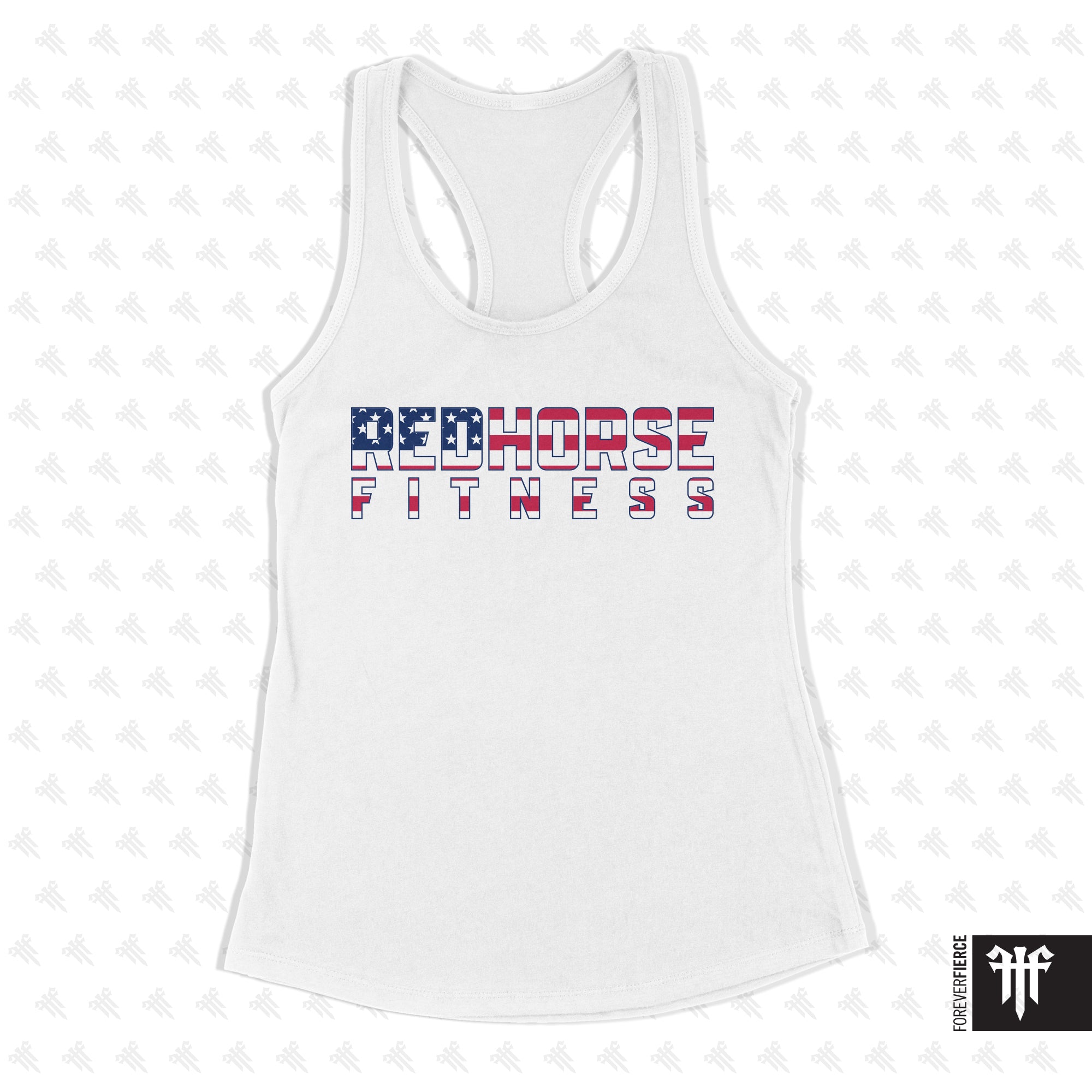 Red Horse Fitness April 2026 Memorial Day White Womens Racerback