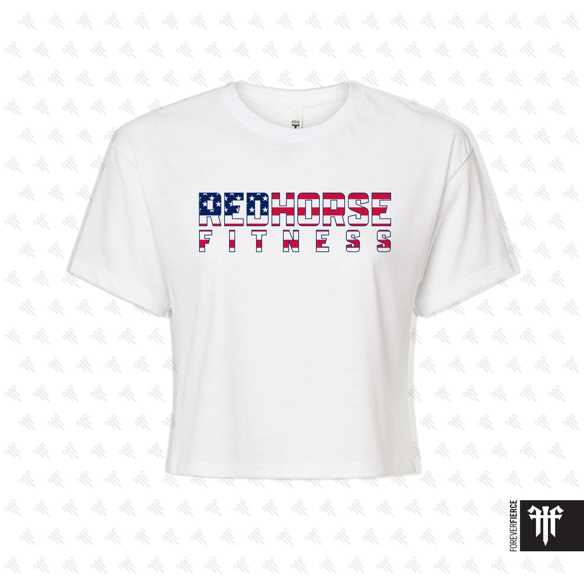 Red Horse Fitness April 2026 Memorial Day White Womens Crop Tee