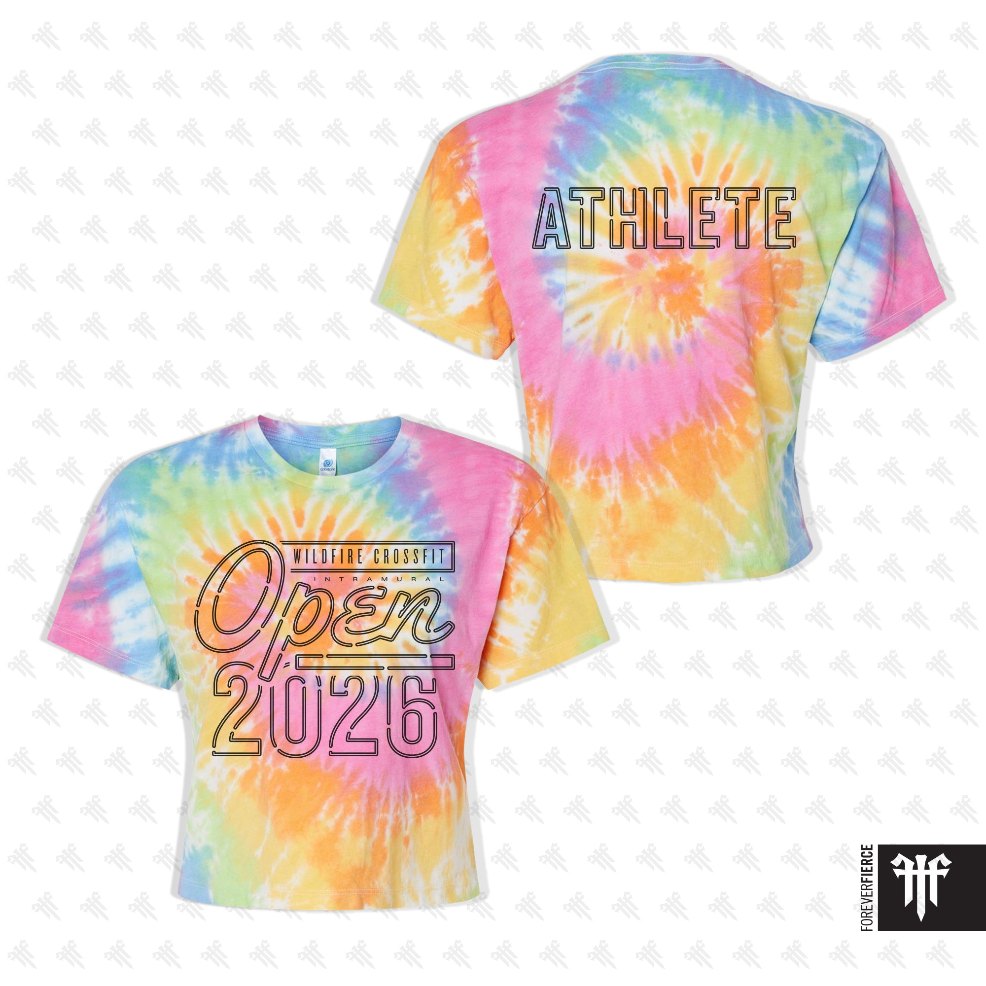 WildFire CrossFit January 2026 Tie-Dyed Womens Crop Tee