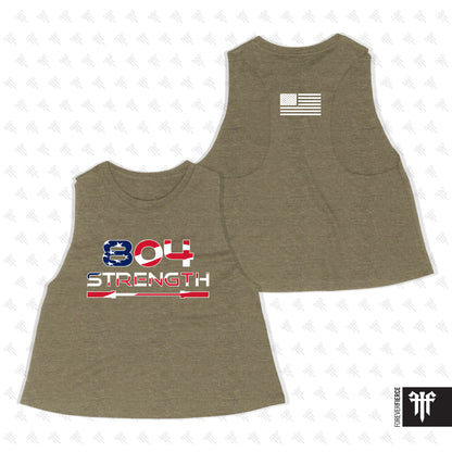 804 Strength June 2026 American Flag Womens Crop Tank