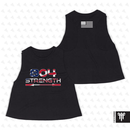 804 Strength June 2026 American Flag Womens Crop Tank