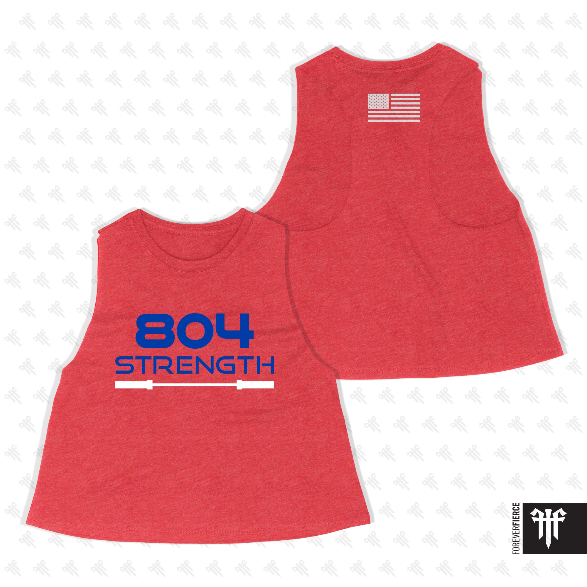 804 Strength June 2026 Red Womens Crop Tank