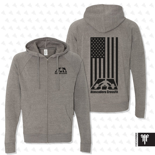 Atascadero CrossFit November 2024 Grey Full-Zip Hoodie - Black Ink