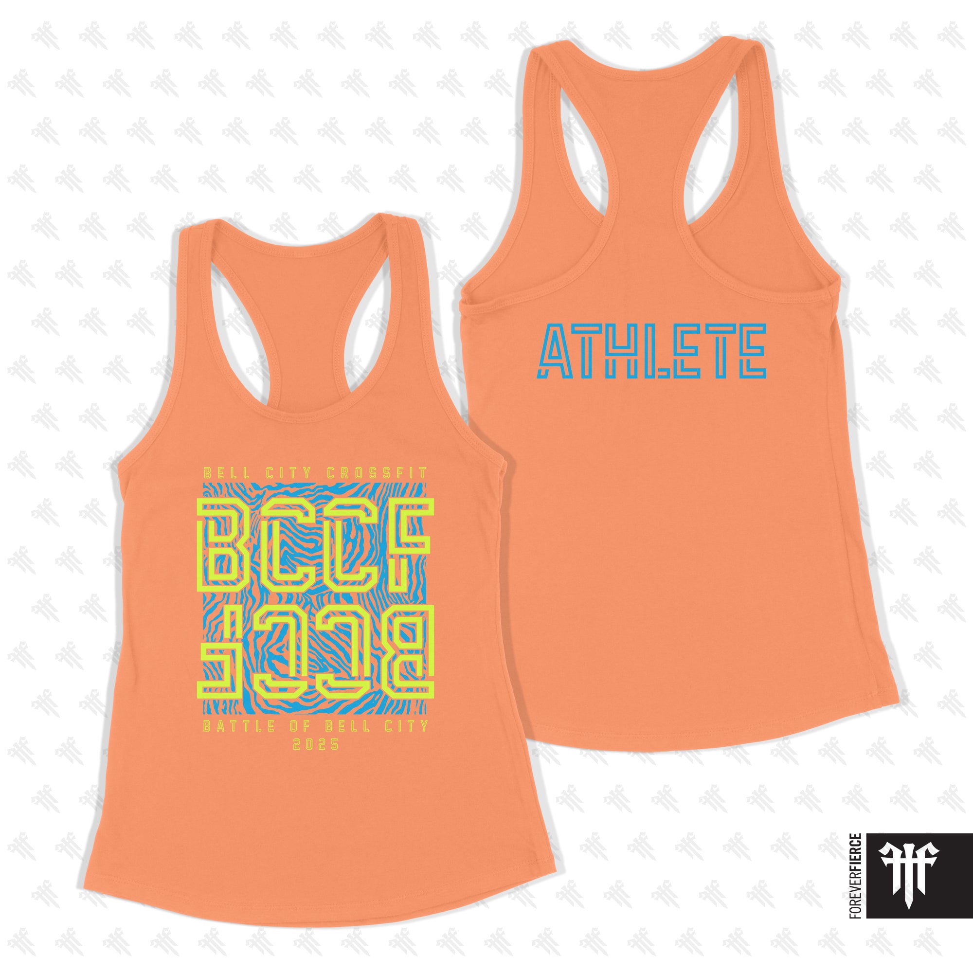 Bell City CrossFit July 2025 Yellow/Green Print Womens Racerback