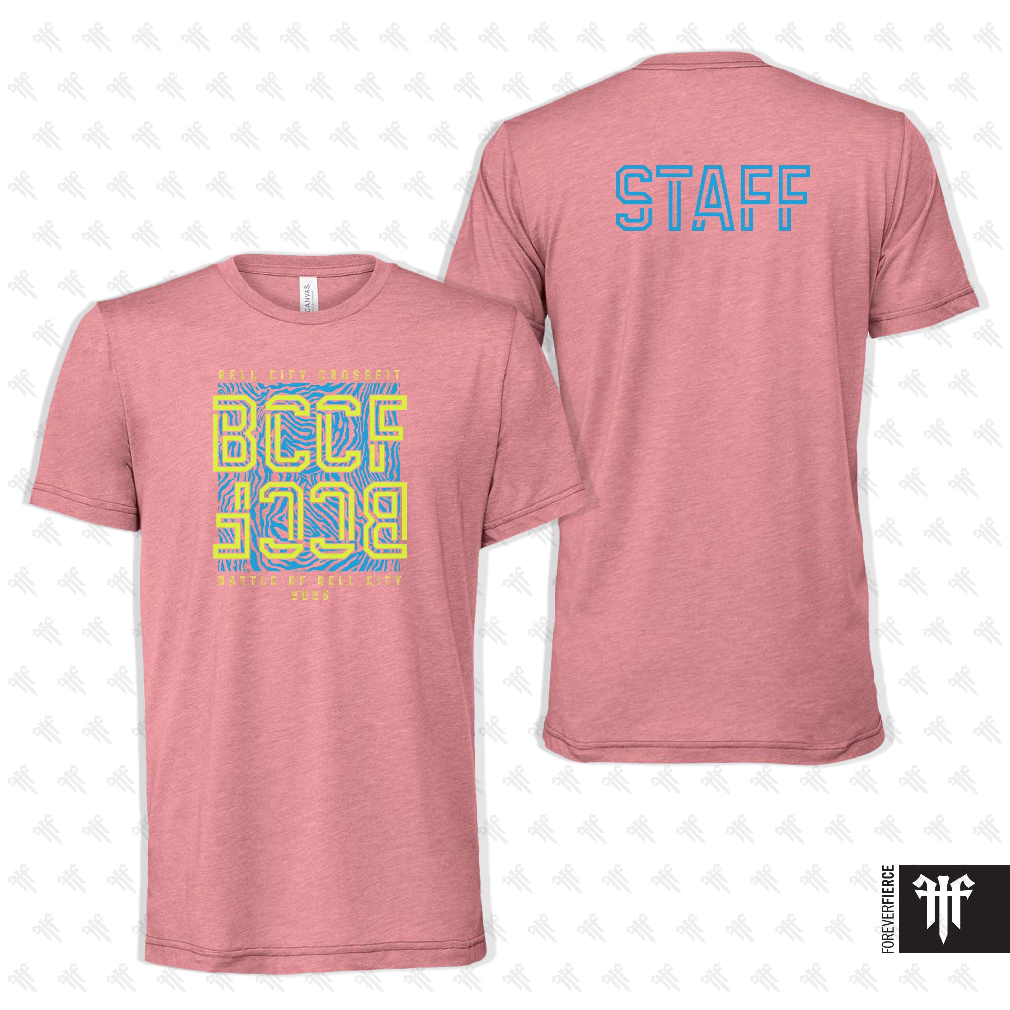 Bell City CrossFit July 2025 Yellow/Green Print Staff Tee