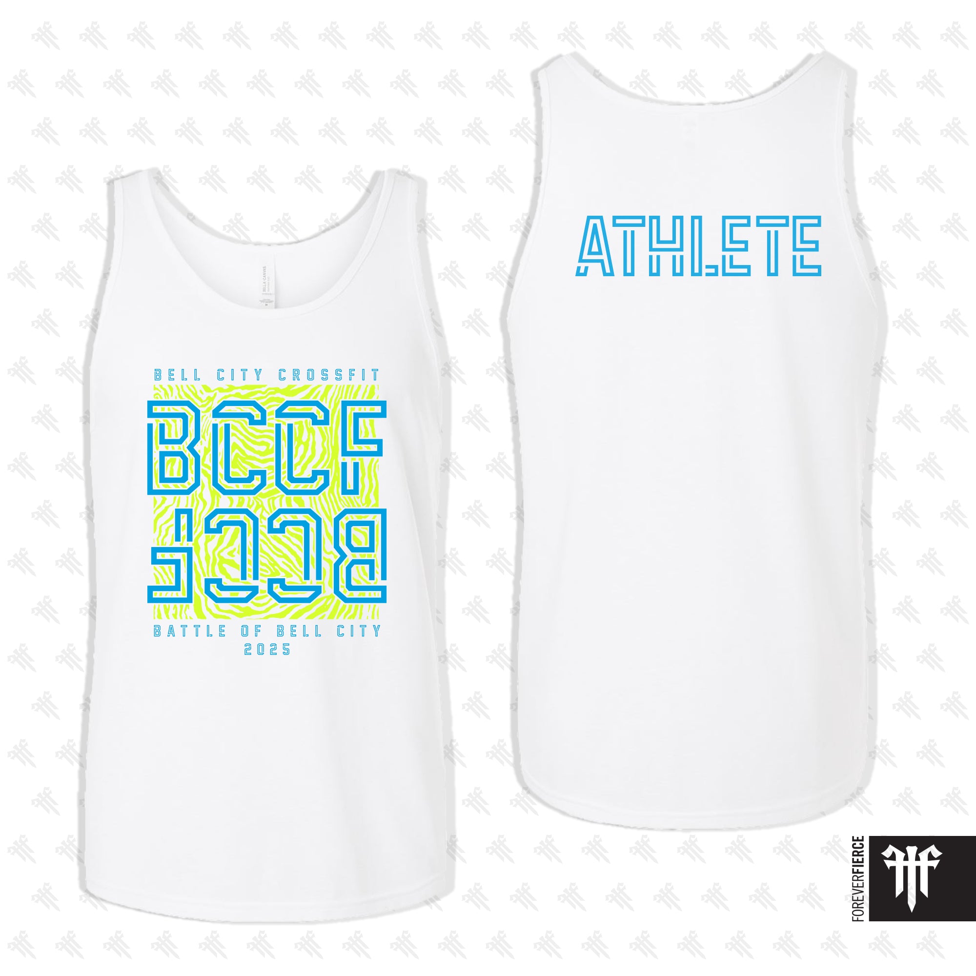 Bell City CrossFit July 2025 Blue/Green Print Mens Tank