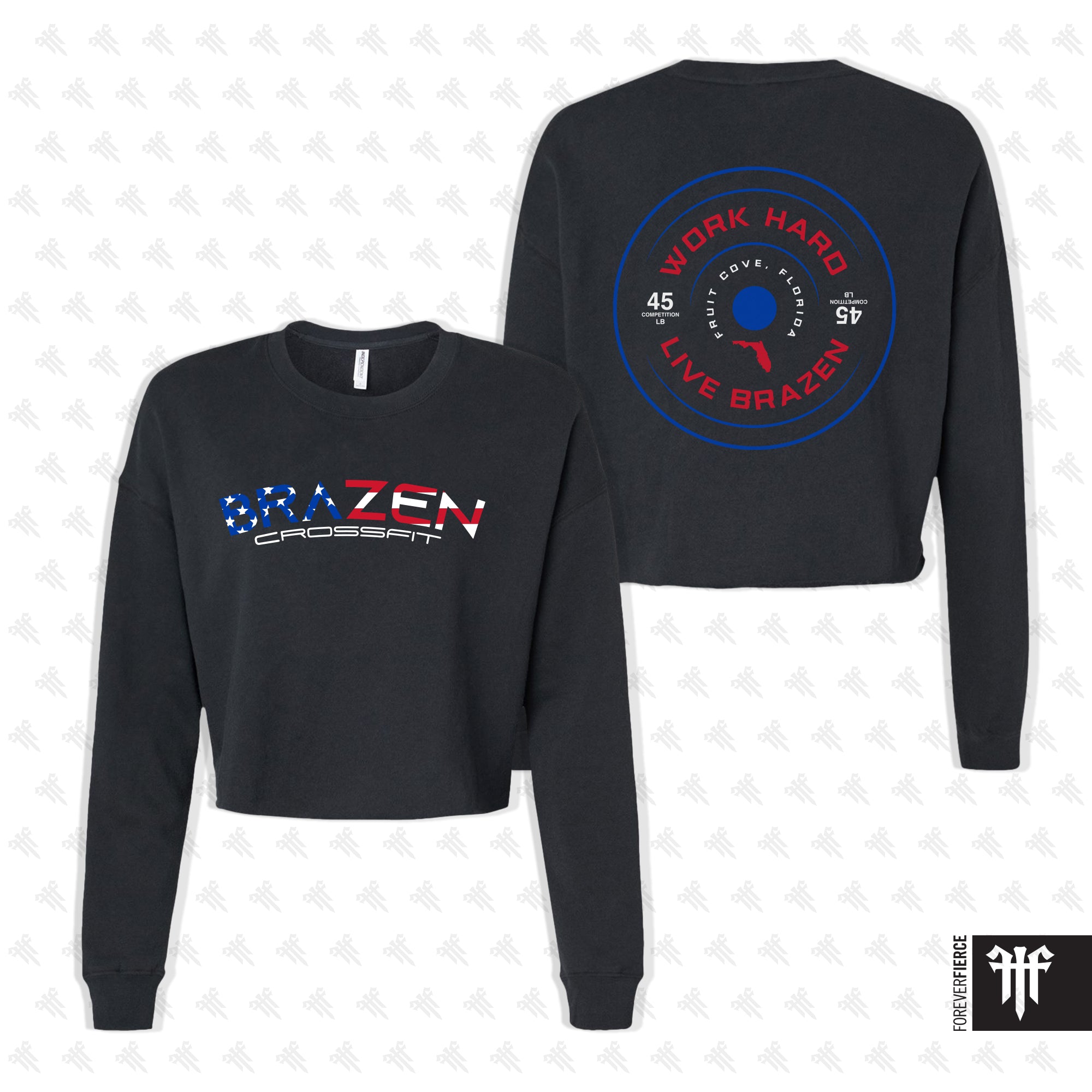 Brazen CrossFit February 2026 American Flag Womens Crop Crewneck