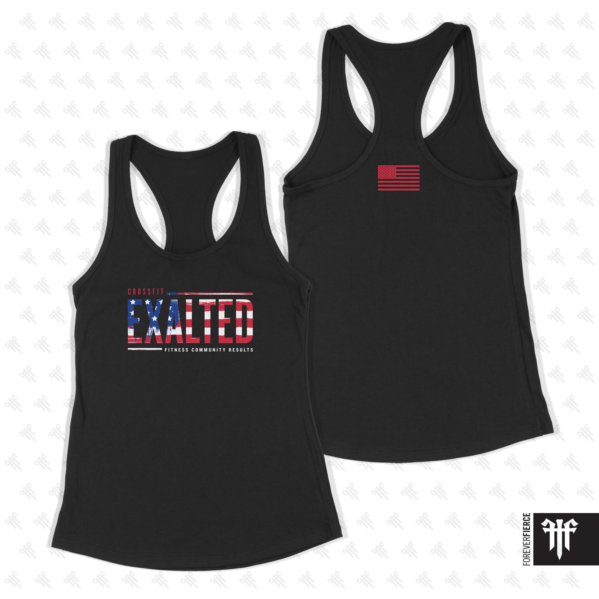 CrossFit Exalted April 2026 American Flag Womens Racerback