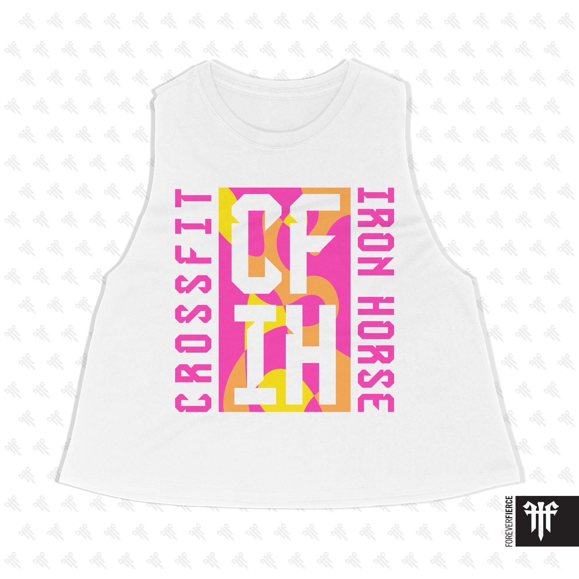 CrossFit Iron Horse June 2025 White Womens Crop Tank