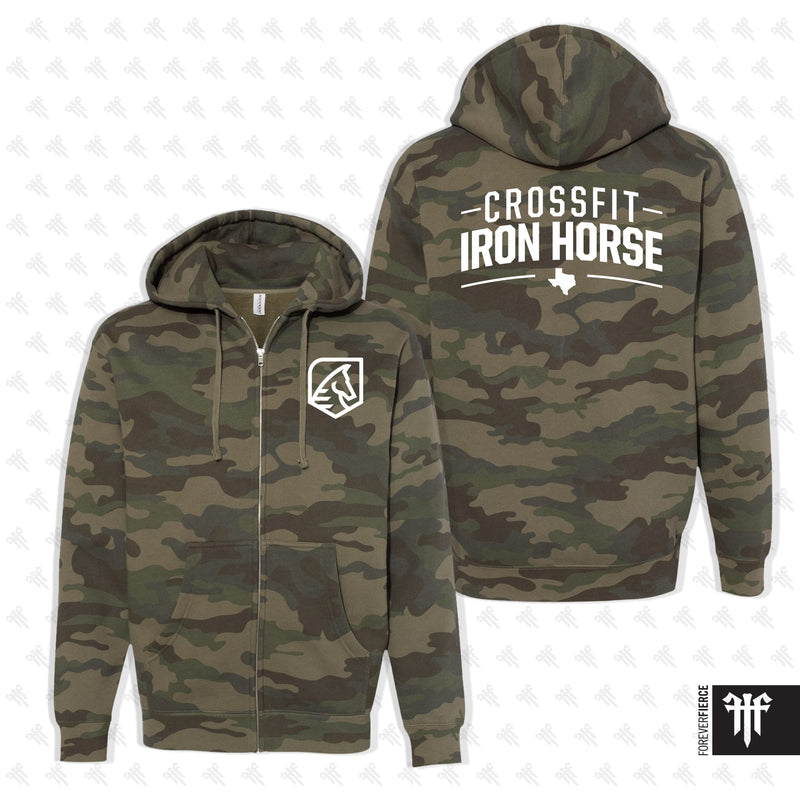 CrossFit Iron Horse September 2026 Camo Full-Zip Hoodie