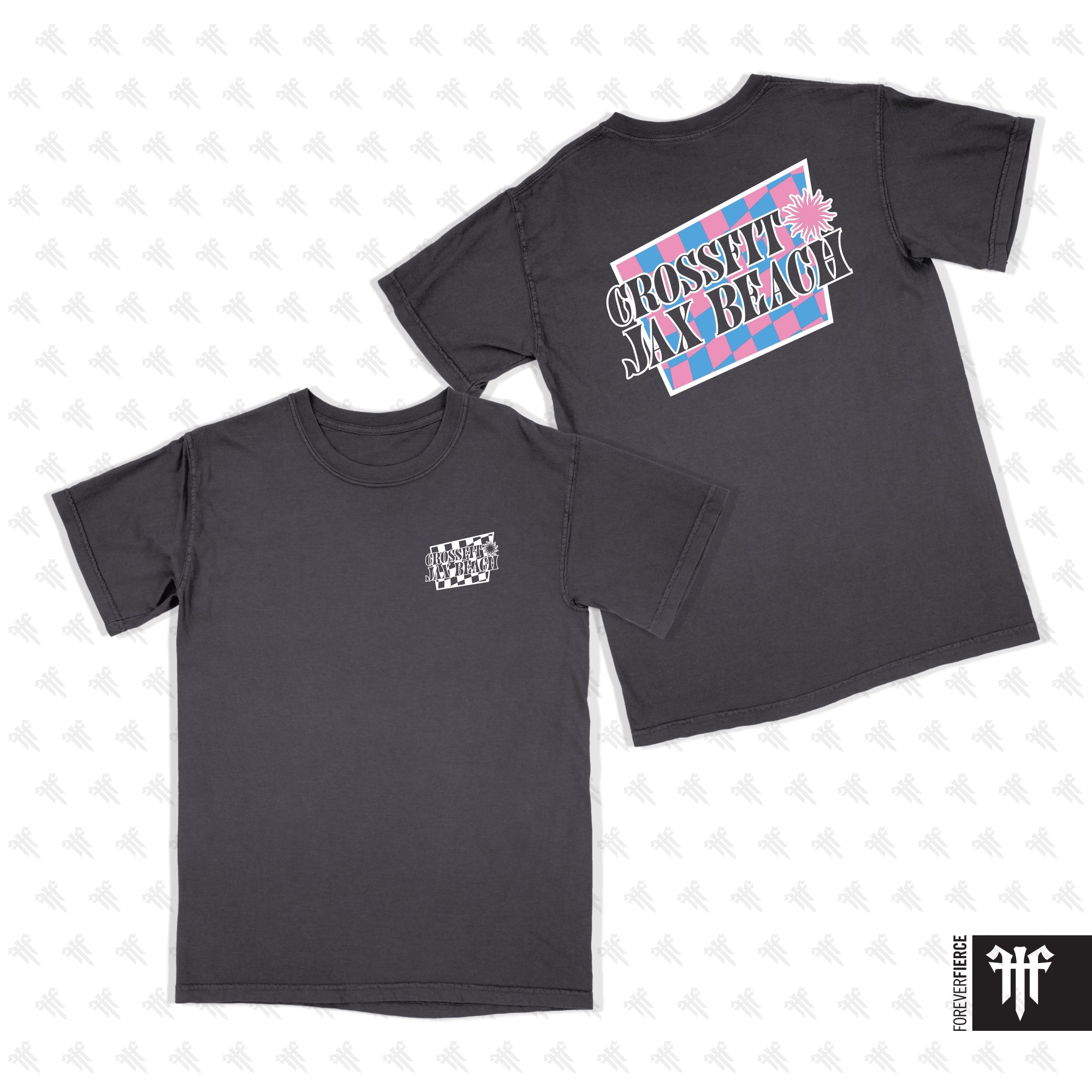 CrossFit Jax Beach April 2026 Checkered Design Comfort Colors Tee