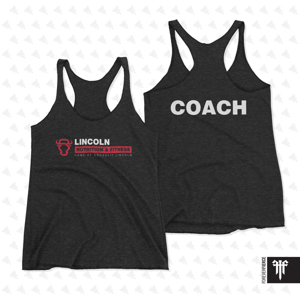Lincoln Nutrition and Fitness Coach September 2023 Womens Racerback