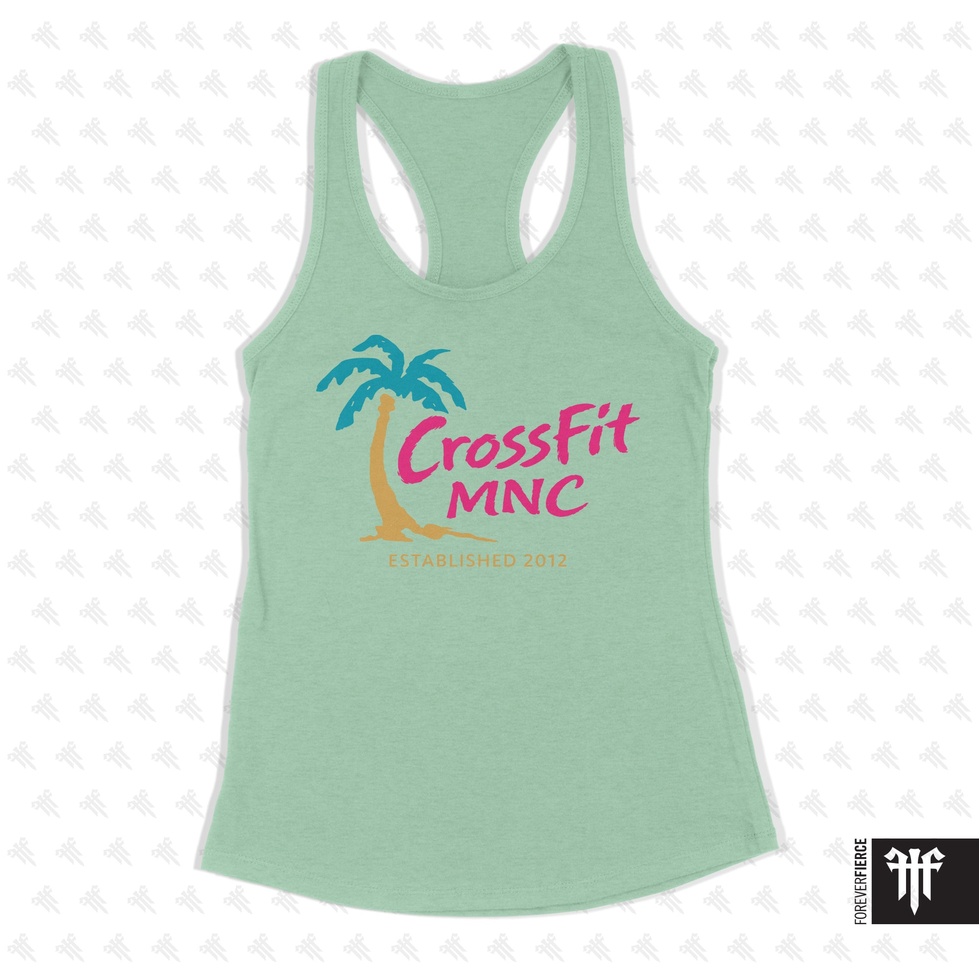 CrossFit MNC April 2026 Palm Tree Design Womens Racerback