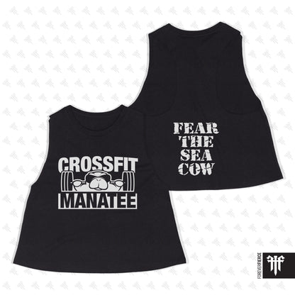 CrossFit Manatee April 2026 White Ink Womens Crop Tank