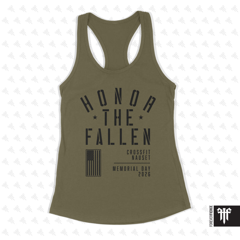 CrossFit Nauset April 2026 Military Green Womens Racerback