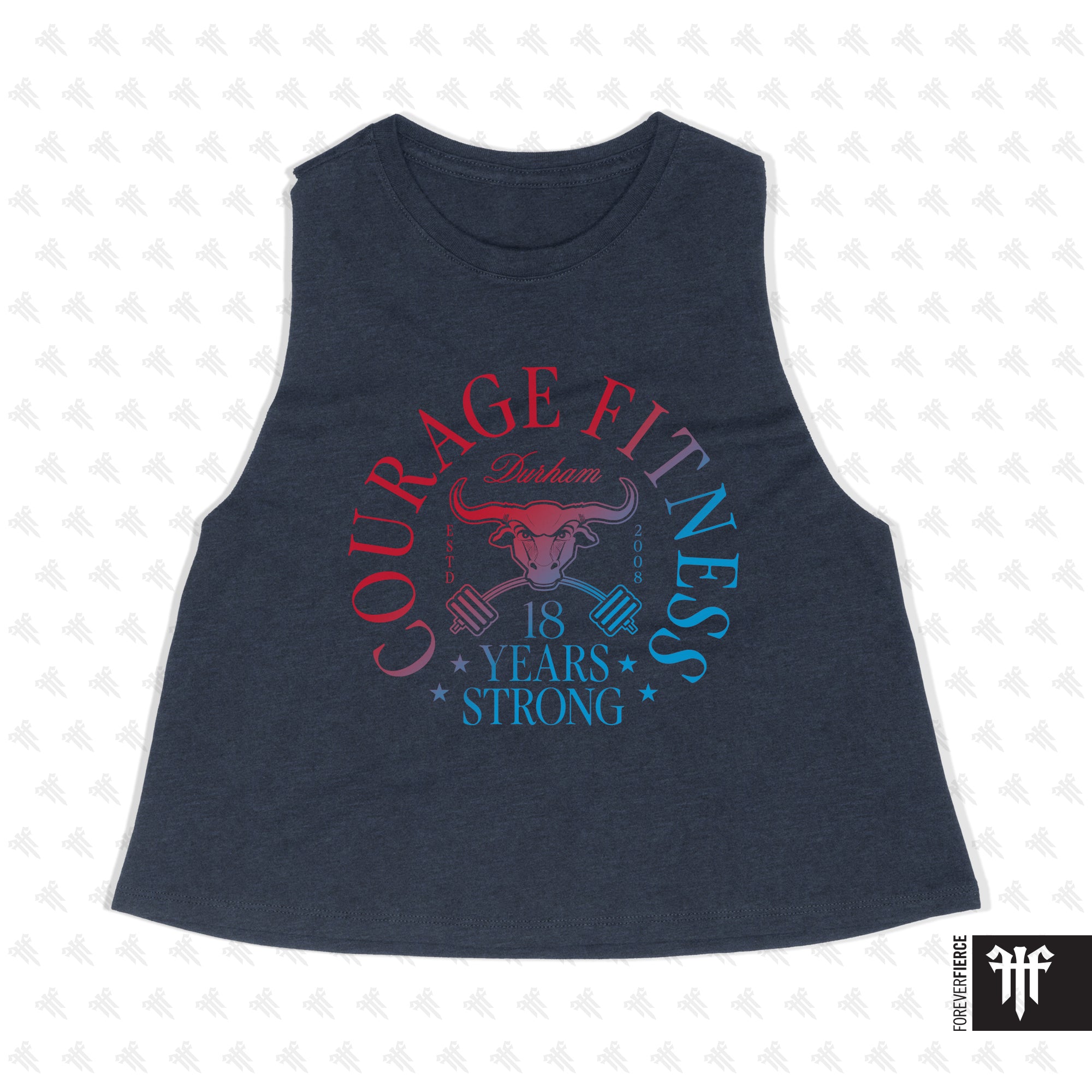 Courage Fitness July 2026 Womens Crop Tank - Heather Navy