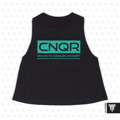 CNQR June 2025 Teal Design Womens Crop Tank