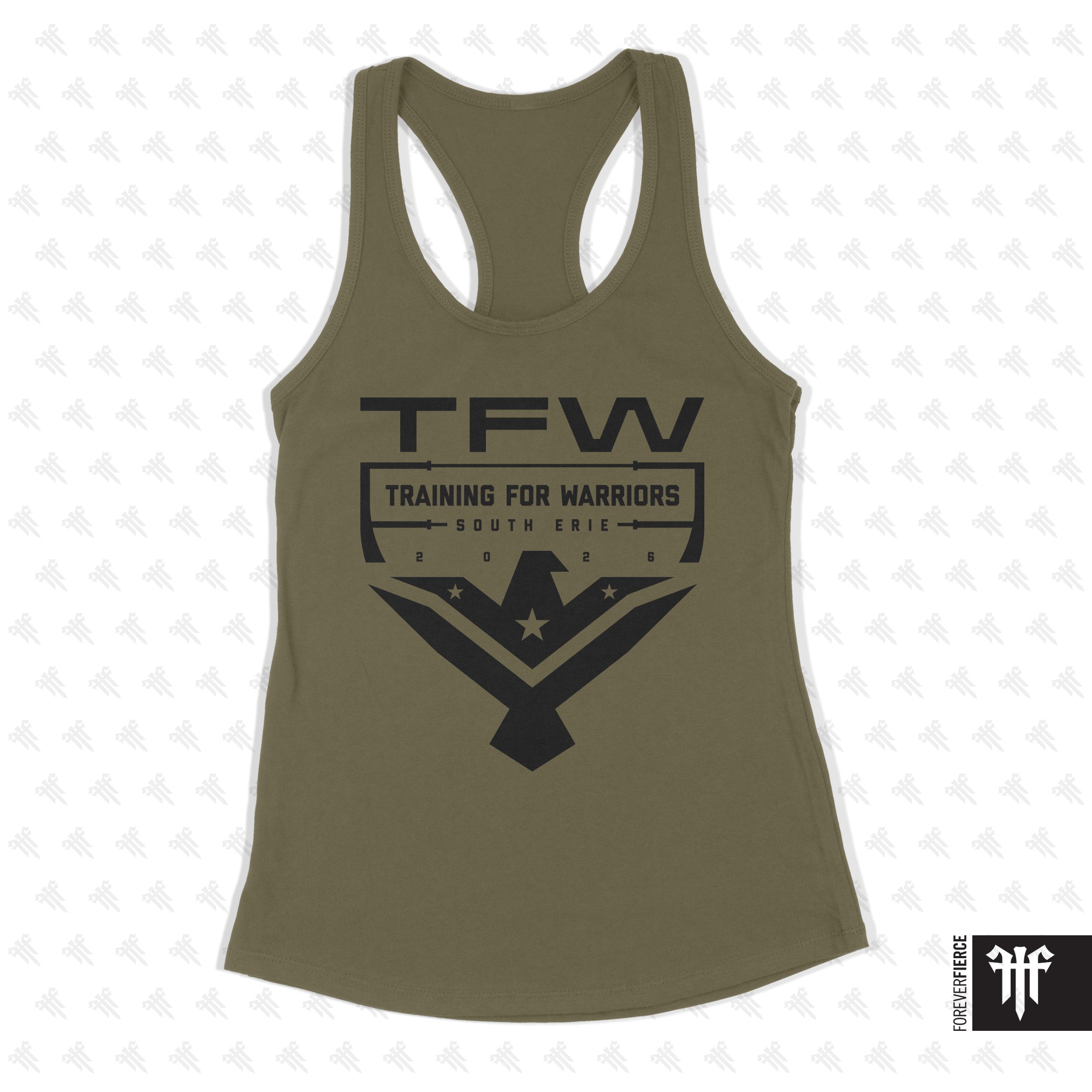 Erie Fitness Academy April 2026 TFW Green Womens Racerback