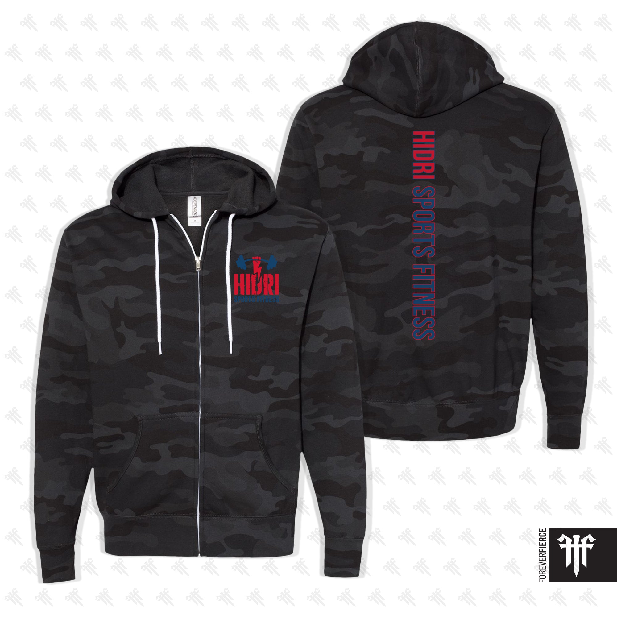 Hidri Sports Fitness May 2026 Camo Full-Zip Hoodie