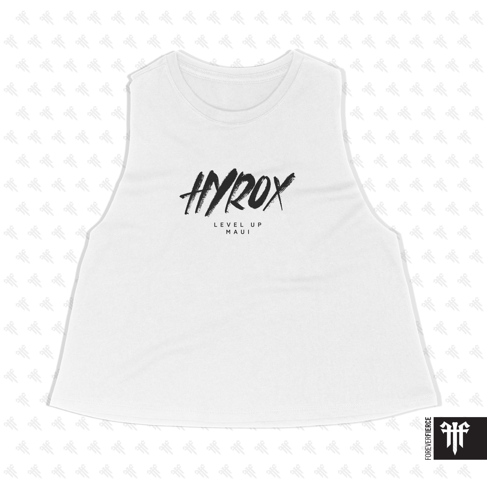 Level Up Maui July 2026 Hyrox Womens Crop Tank - Solid White Blend