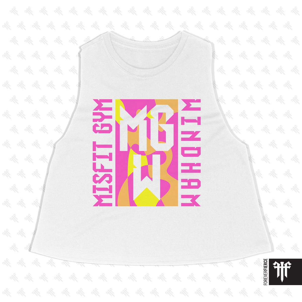 MisFit Gym Windham July 2026 White Womens Crop Tank - Solid White Blend
