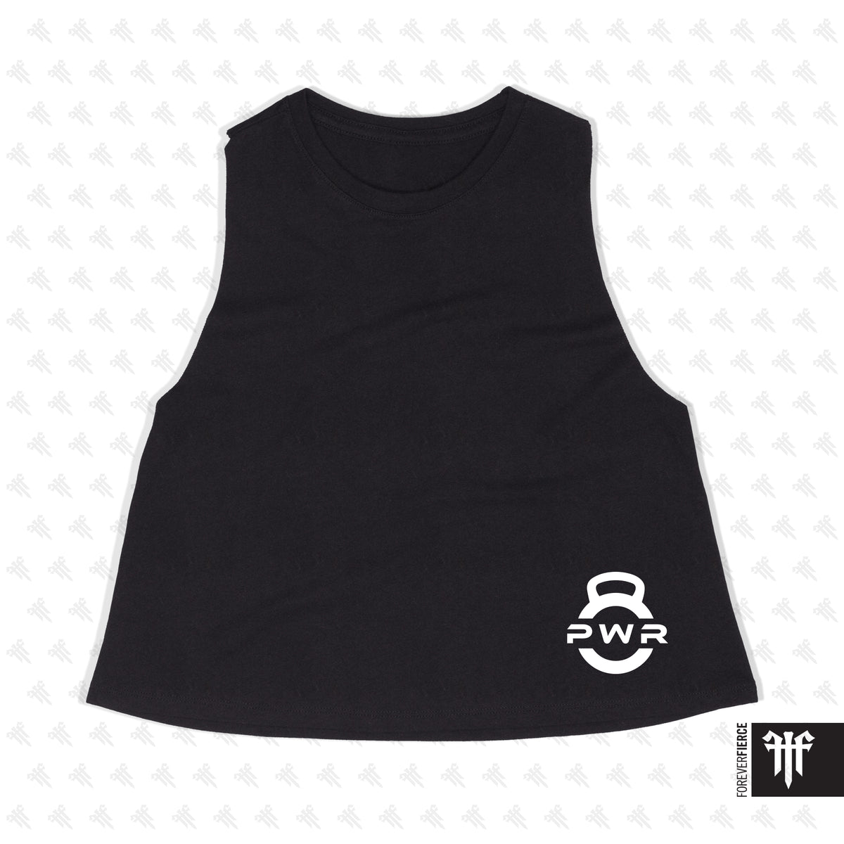 PWR August 2026 White PWR logo Womens Crop Tank