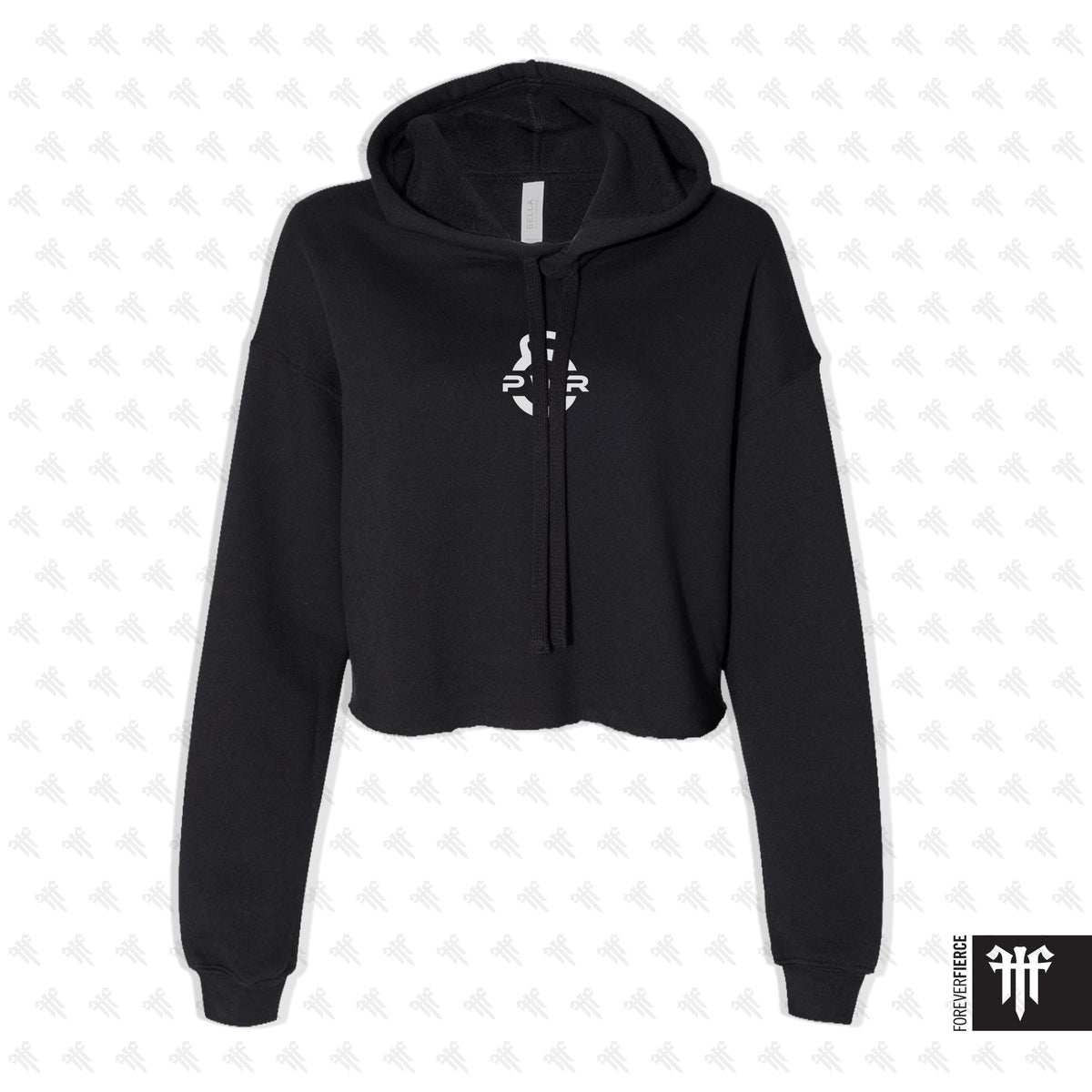 PWR August 2026 White PWR logo Womens Crop Hoodie