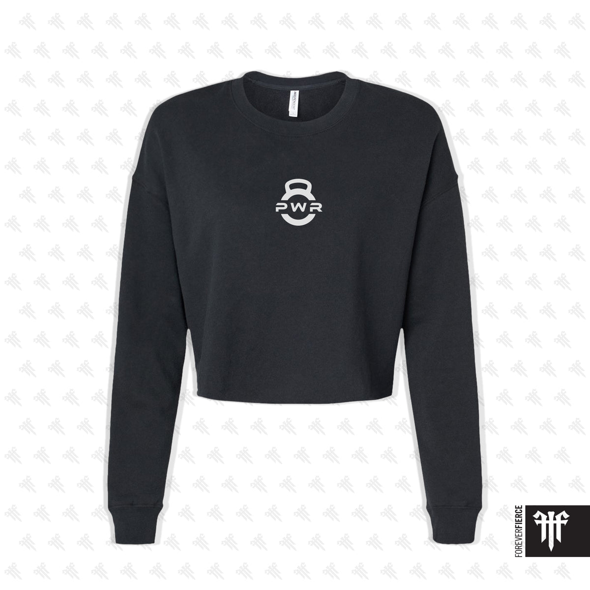 PWR August 2026 White PWR logo Womens Crop Crewneck