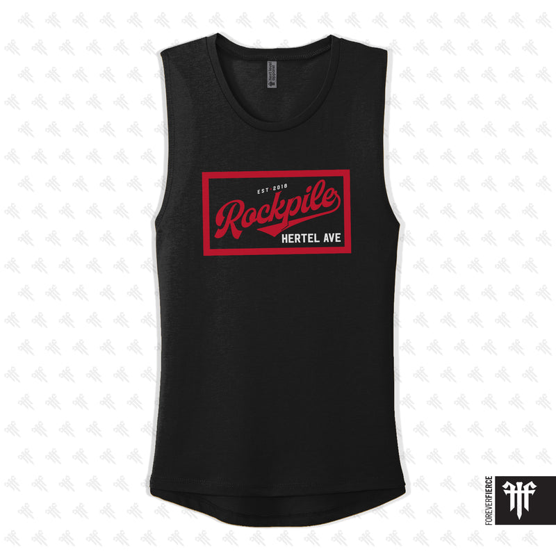 Rockpile Athletics September 2026 Front Logo Womens Muscle Tank