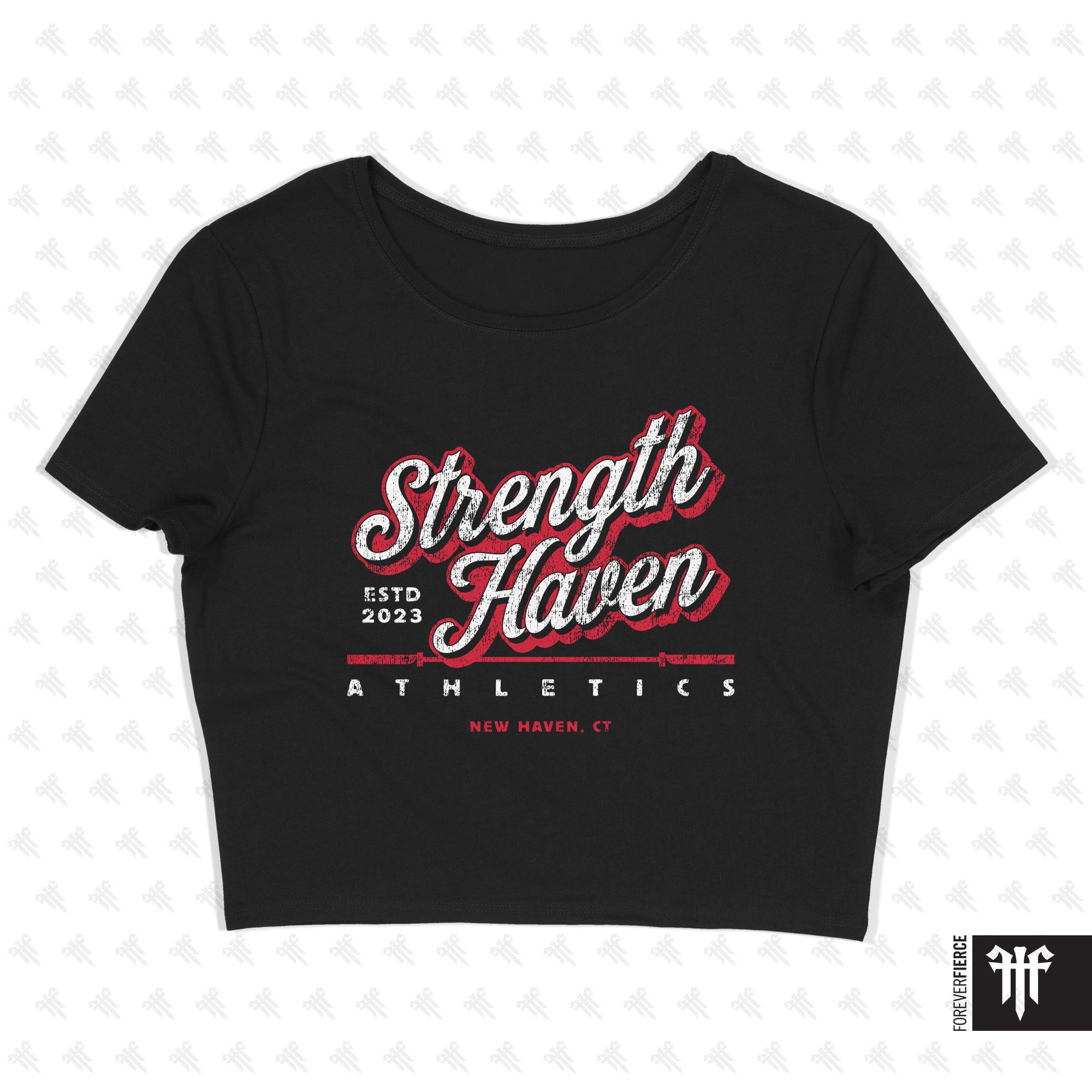 Strength Haven Womens Crop Tee Black