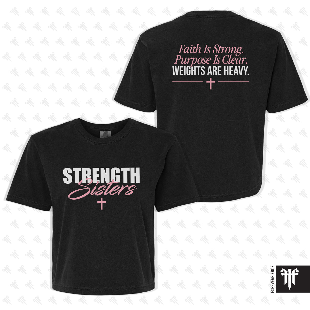 Strength Sisters Womens Boxy Crop Tee Black