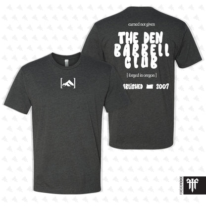 The Den Barbell Club February 2026 White Ink Tee