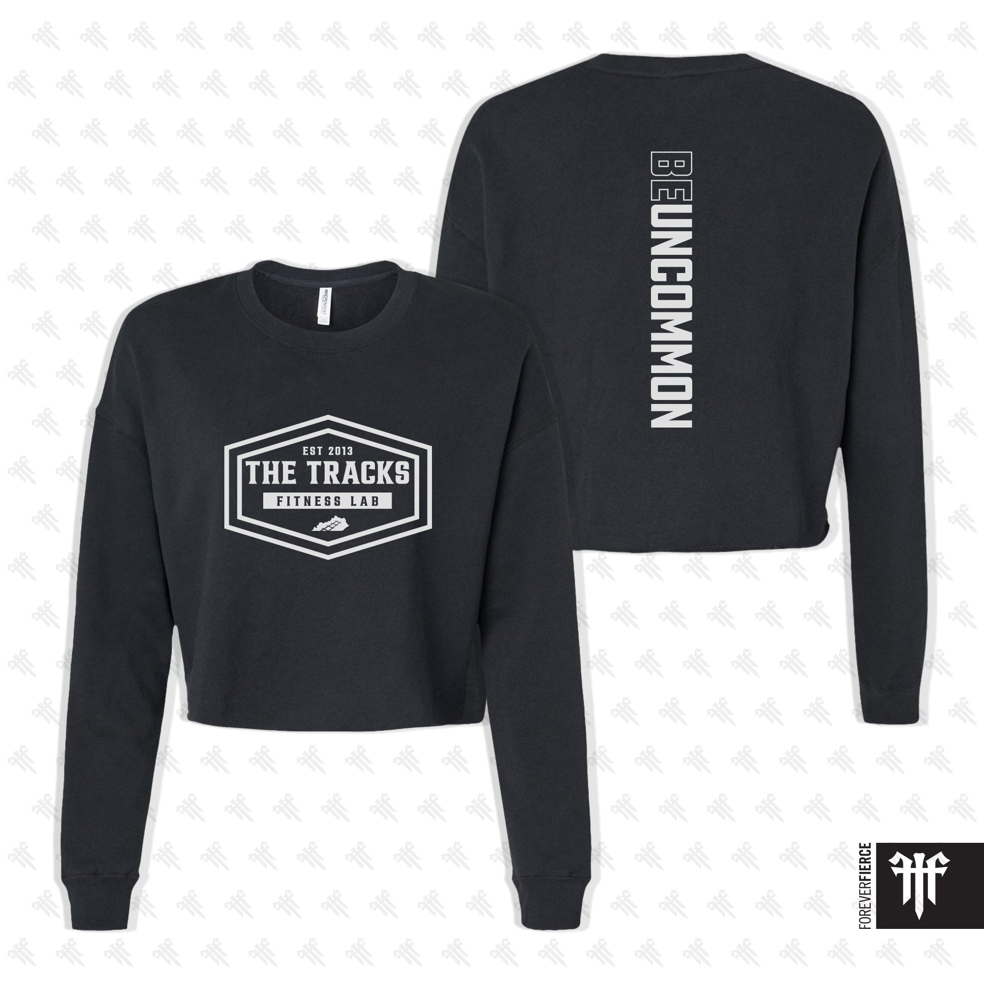 The Tracks October 2025 White Ink Womens Crop Crewneck