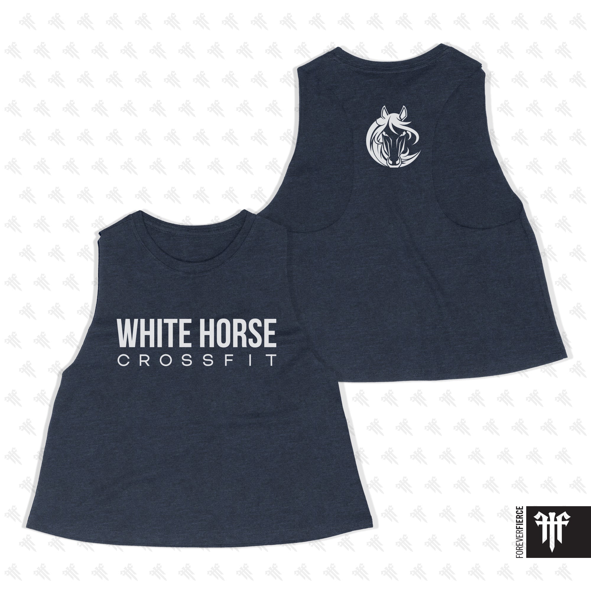 White Horse CrossFit April 2026 White Ink Design Womens Crop Tank
