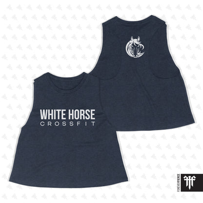 White Horse CrossFit April 2026 White Ink Design Womens Crop Tank