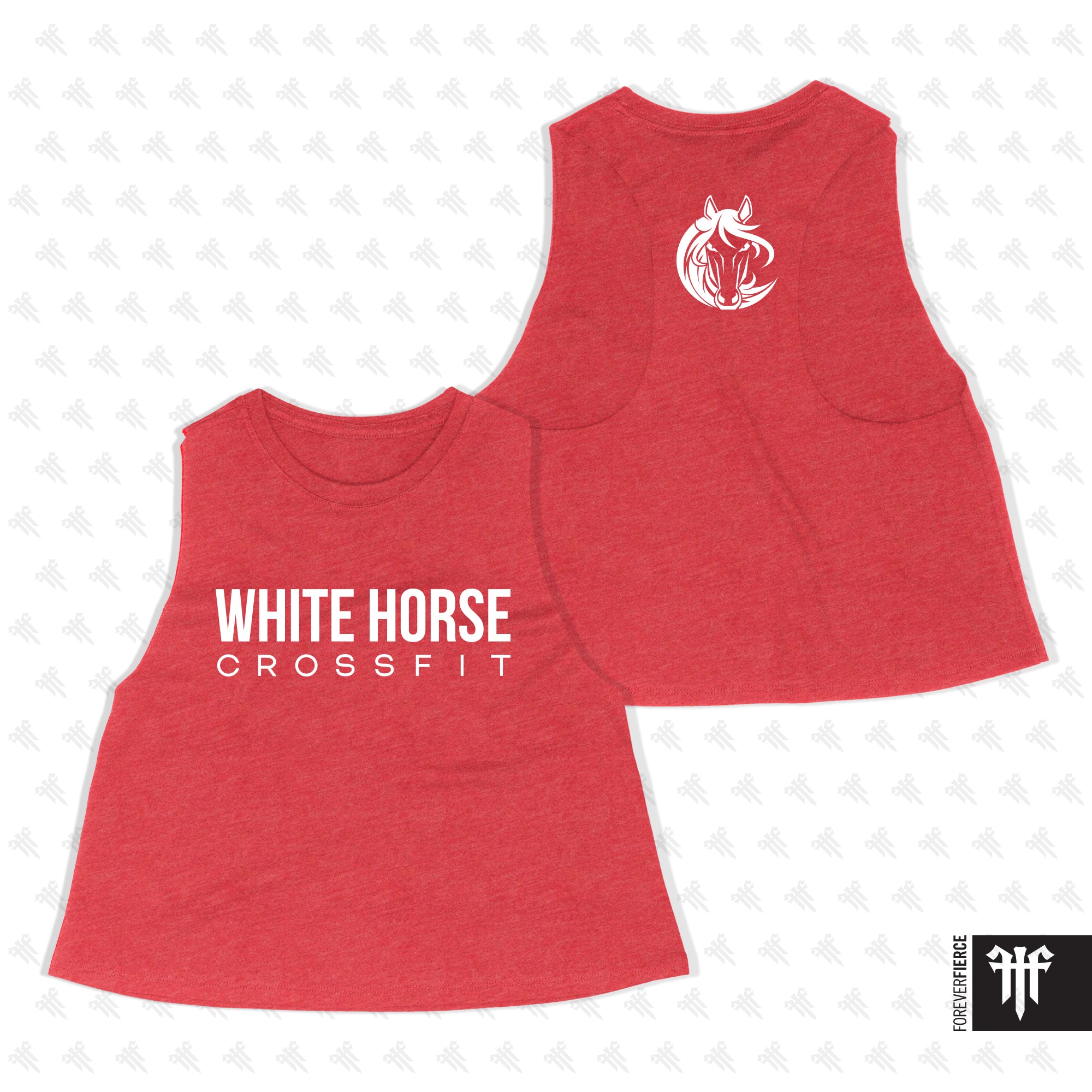 White Horse CrossFit April 2026 White Ink Design Womens Crop Tank