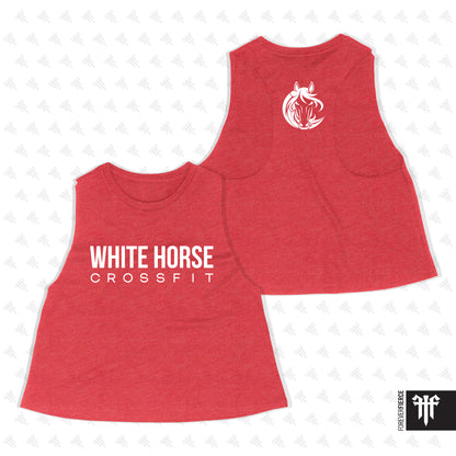 White Horse CrossFit April 2026 White Ink Design Womens Crop Tank