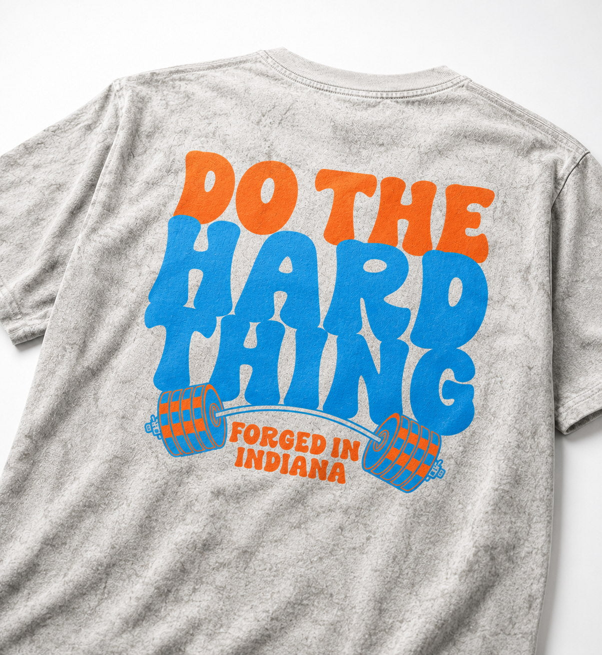 Design example: illustrated type print on mineral wash tee